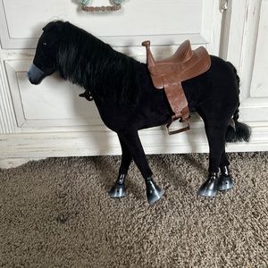 Black American girl doll horse with saddle